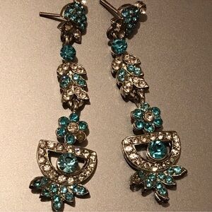 Elegant Silver and Blue Crystal Drop Earrings